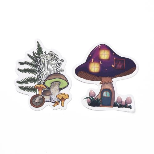 Mushroom Theme Sticker Pack 50pcs - Crystals and Sun Signs