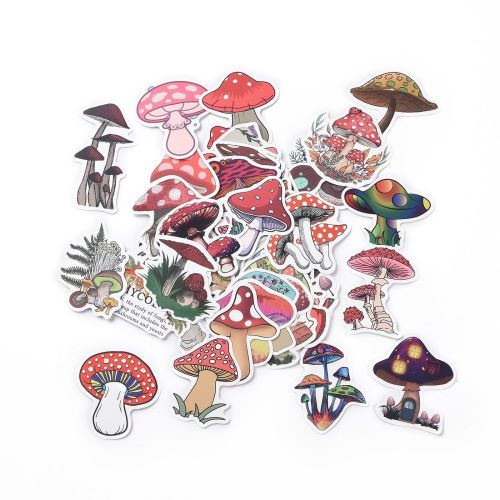 Mushroom Theme Sticker Pack 50pcs - Crystals and Sun Signs