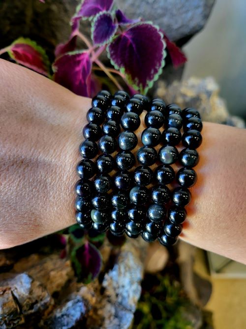 Obsidian Gemstone Bead Bracelet - Crystals and Sun Signs