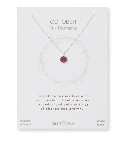 Sterling Silver Birthstone Necklace | Heart and Lotus