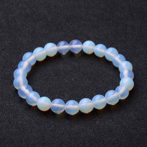Opalite Glass Bead Bracelet 8MM | Crystals and Sun Signs Co