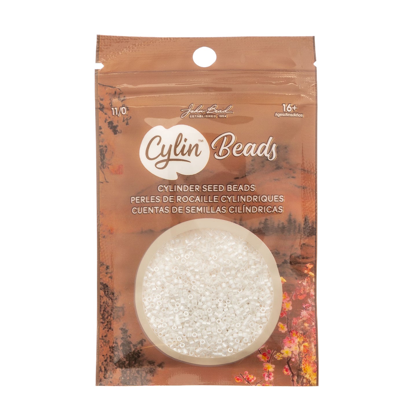 Cylin Bead 11/0 White Pearl Luster - Alberta Bead Store
