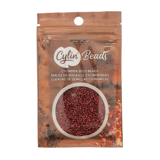 Cylin Bead 11/0 Dark Red Maroon Metallic Matte - Alberta Bead Store