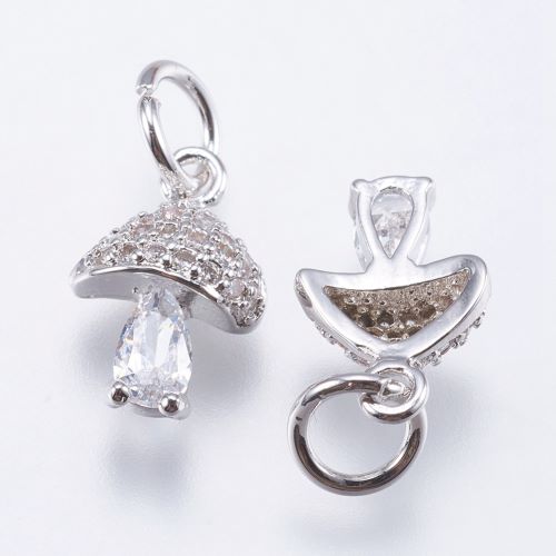 Mushroom Pave Charm Platinum Plated 2pcs | Crystals and Sun Signs Co