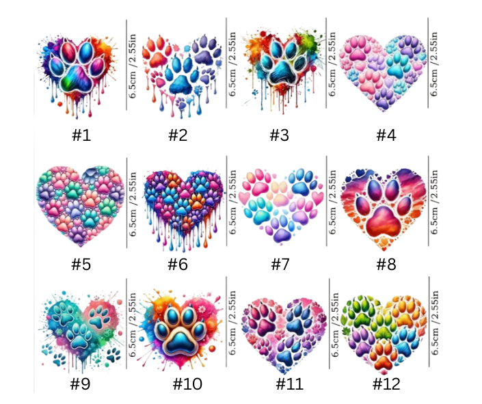 Heart Paw Print DTF Transfers