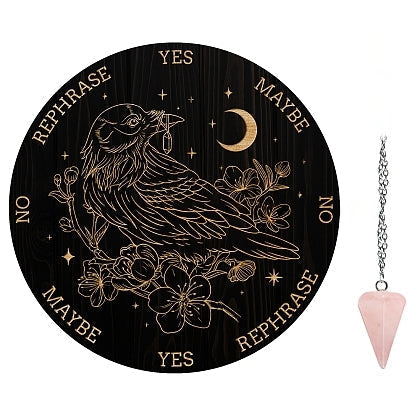 Wood Pendulum Board with Pendulum - Witches Ink LTD - O/A Crystals and Sun Signs