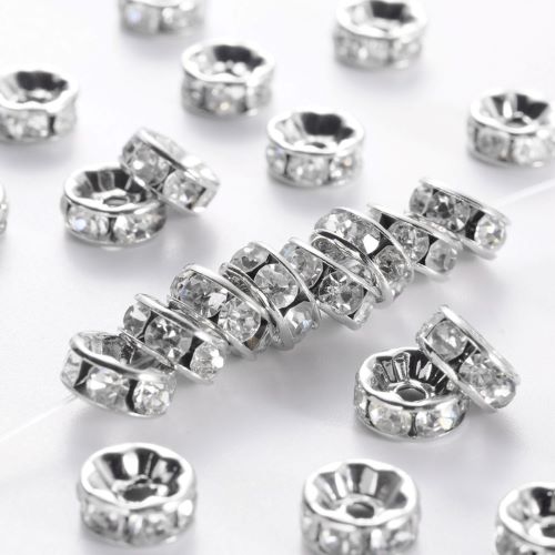 Rondelle Straight Edge Grade A Platinum Crystal Rhinestone - Crystals and Sun Signs