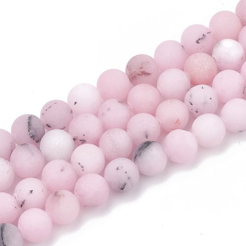 Pink Plum Blossom Jasper Frosted Gemstone Bead | Alberta Bead Store
