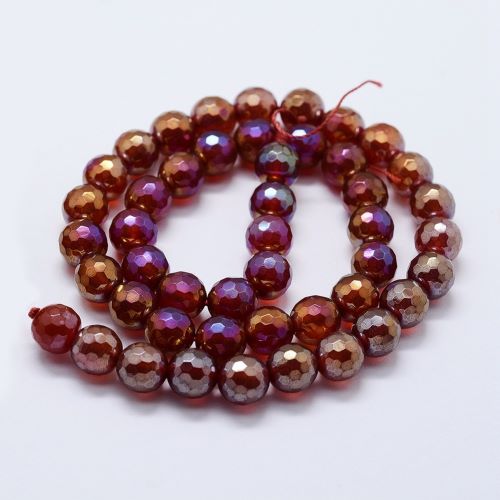 Red Electroplated Faceted Agate Gemstone Bead | Crystals and Sun Signs Co