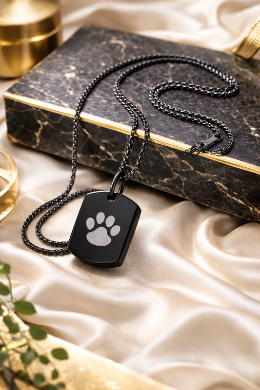 Stainless Steel Ash Pendant with Paw Print