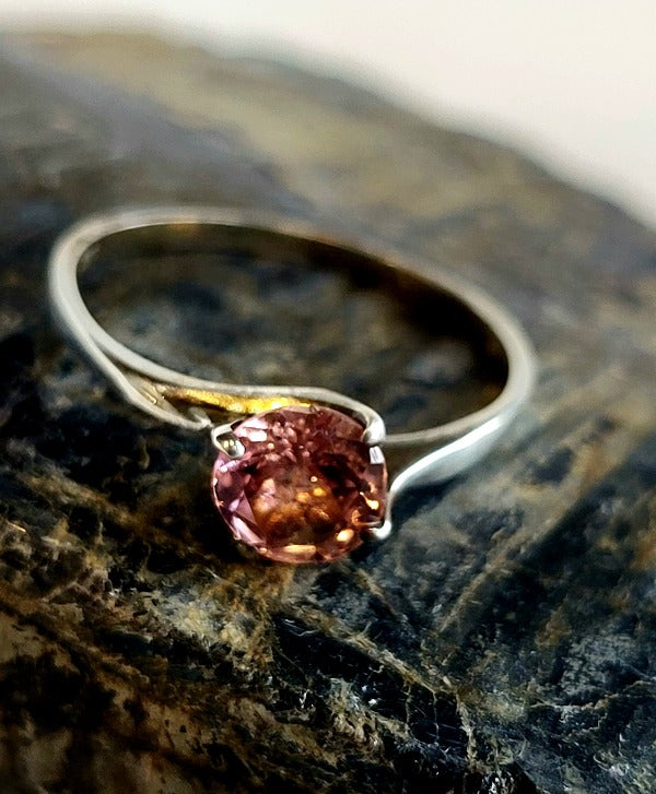 Sterling Silver Pink Tourmaline Ring - Premium  from Heart N Lotus - Shop now at Crystals and Sun Signs Co