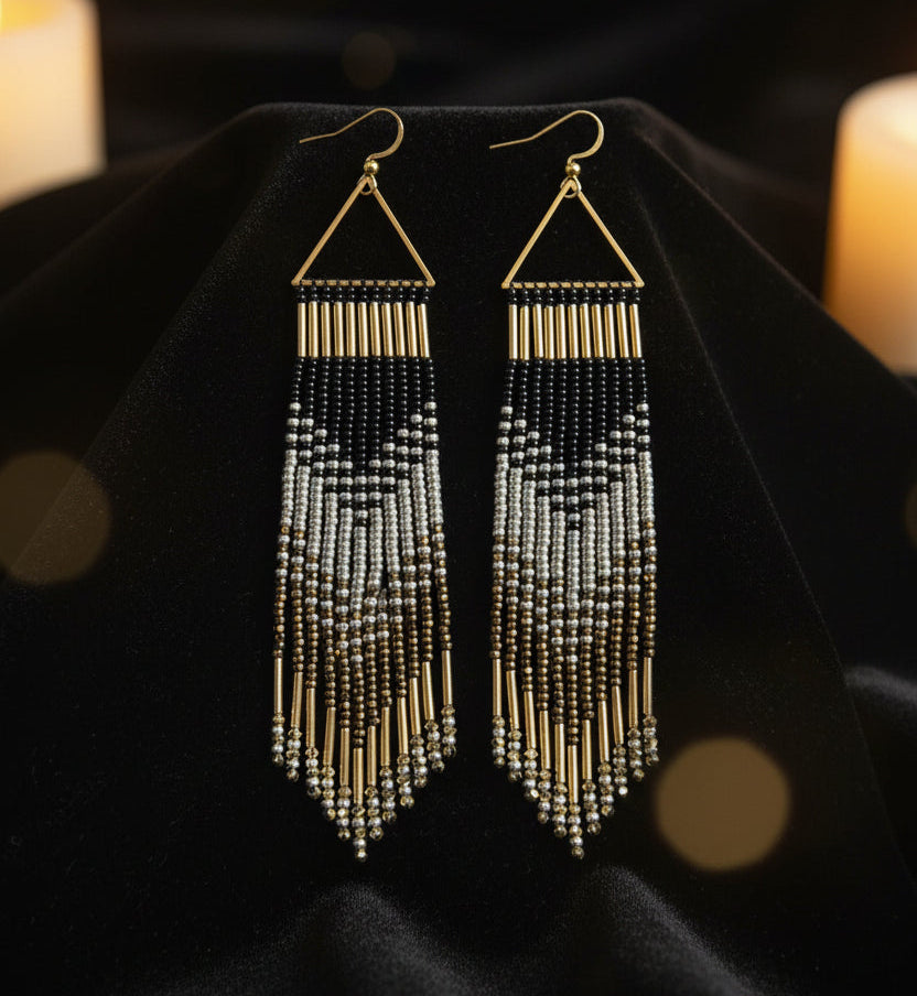 Golden Sunset Fringe Earrings