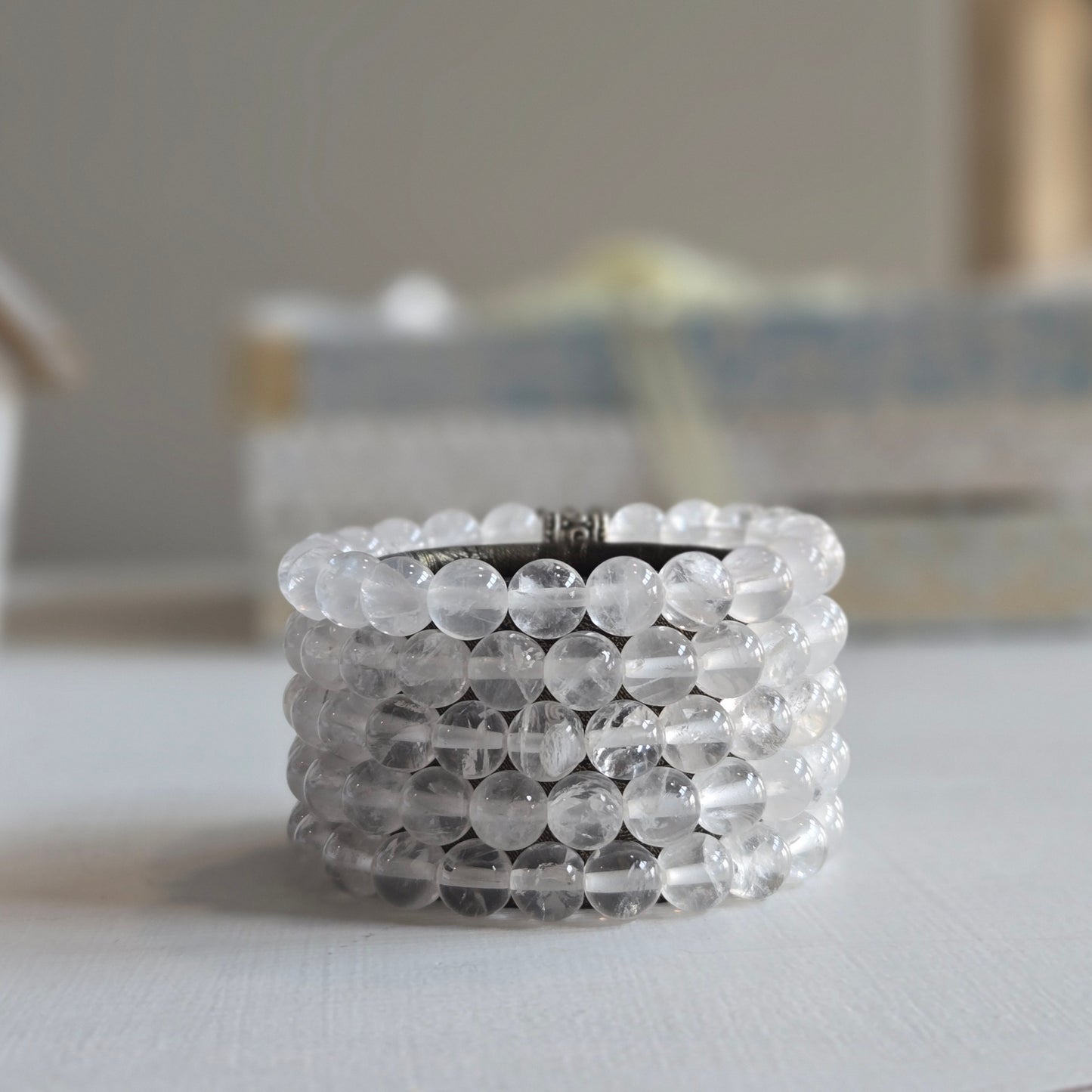 Clear Quartz Gemstone Bead Bracelet