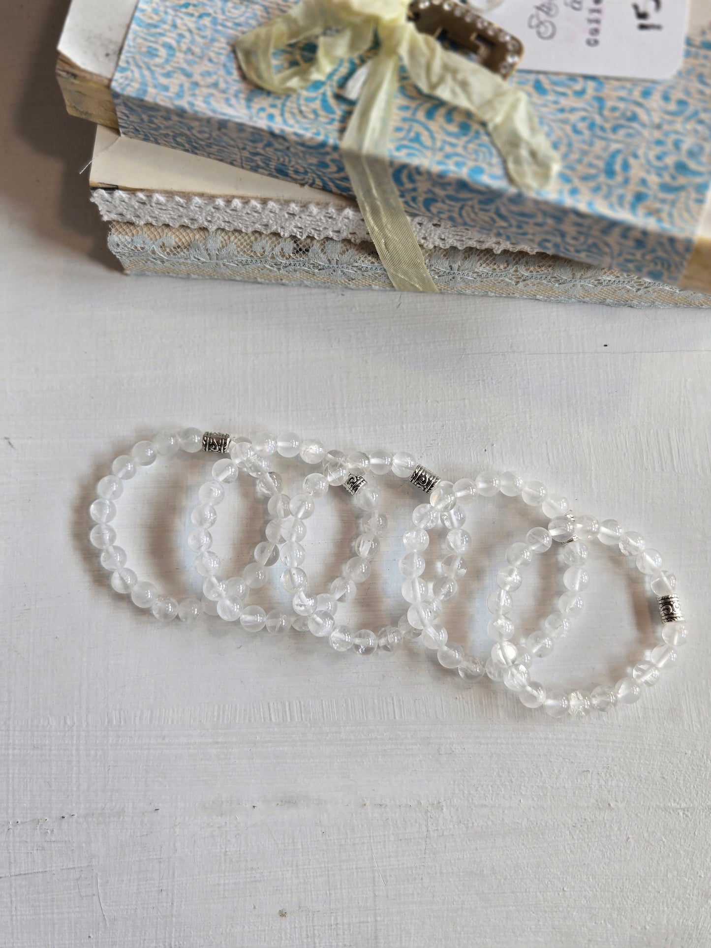 Clear Quartz Gemstone Bead Bracelet