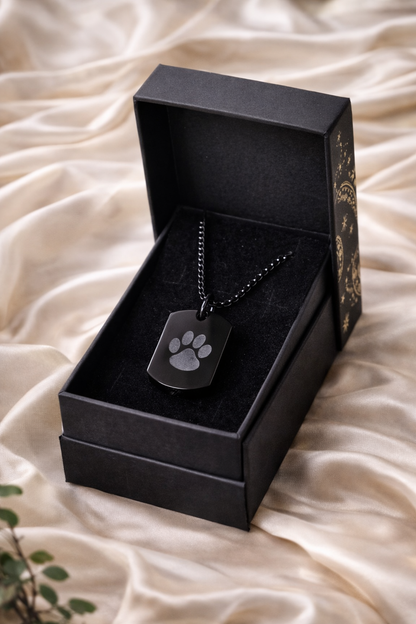 Stainless Steel Ash Pendant with Paw Print