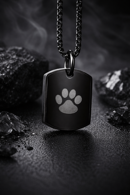 Stainless Steel Ash Pendant with Paw Print
