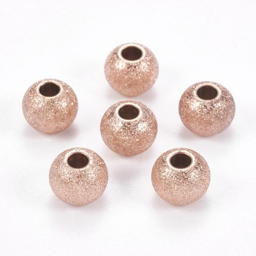 Connector Bead Ion Plated 304SS Textured Rose Gold Round 10pcs | Alberta Bead Store