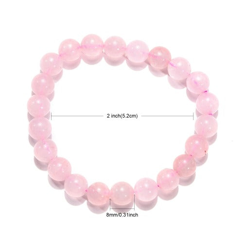 Rose Quartz Gemstone Bead Bracelet - Premium Bracelet from Crystals and Sun Signs Co - Shop now at Witches Ink LTD