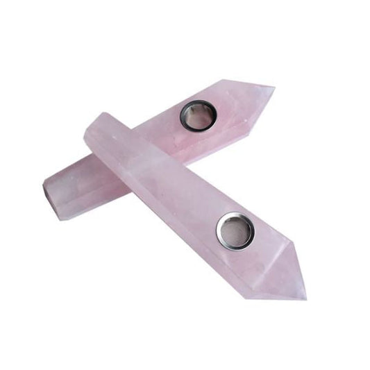 Rose Quartz Gemstone Pipe - Witches Ink LTD - O/A Crystals and Sun Signs