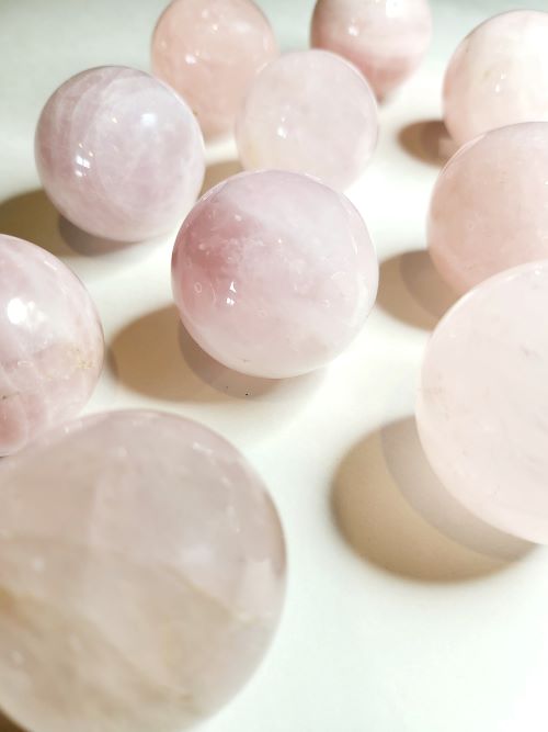 Rose Quartz Gemstone Sphere - Witches Ink LTD - O/A Crystals and Sun Signs