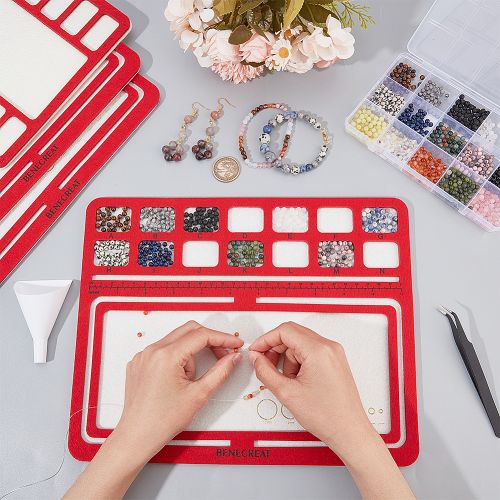Hard Back Bead Mat in Red with Felt Compartments | Alberta Bead Store