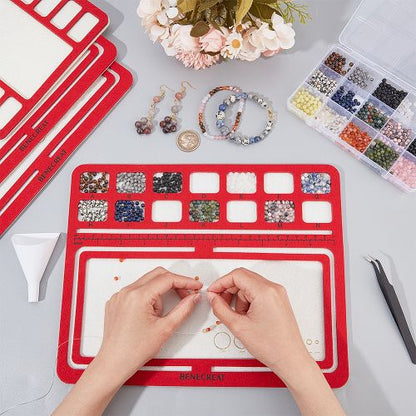 Hard Back Bead Mat in Red with Felt Compartments | Alberta Bead Store