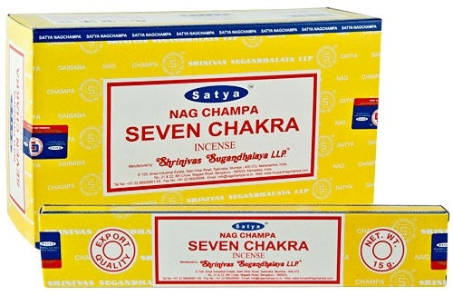 Satya Seven Chakra Incense Sticks - Witches Ink LTD - O/A Crystals and Sun Signs