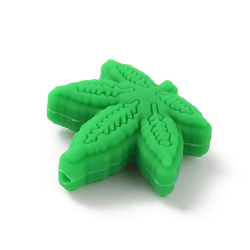 Silicone Bead Green Maple Leaf 1pc | Alberta Bead Store