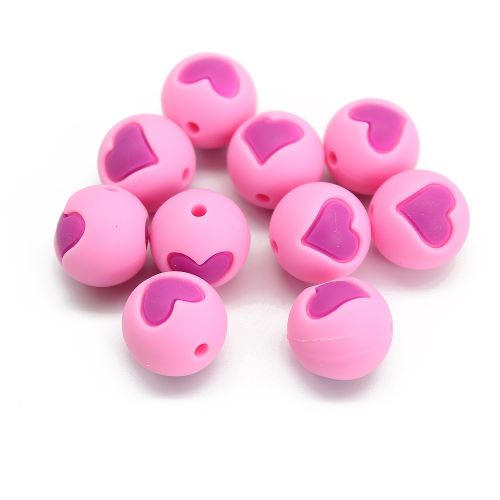 Silicone Bead Pink Heart 15MM | Alberta Bead Store