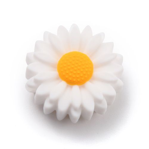 Silicone Focal Bead White Daisy | Alberta Bead Store