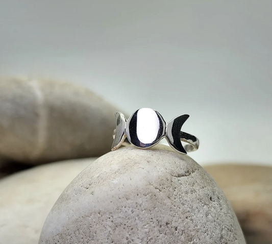 Sterling Silver Triplemoon Ring - Premium  from Heart N Lotus - Shop now at Crystals and Sun Signs Co