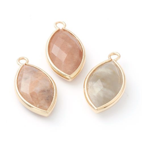 Sunstone Faceted Tear Drop Charm/Pendant with Gold 1pc | Alberta Bead Store