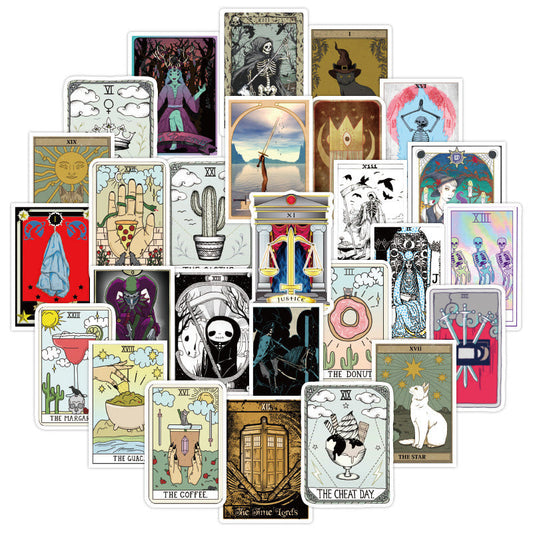 Fun Tarot Vinyl PVC Stickers 50 pcs - Witches Ink LTD - O/A Crystals and Sun Signs