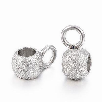 Bail Hanger Connector Textured Stainless Steel 5pc | Alberta Bead Store