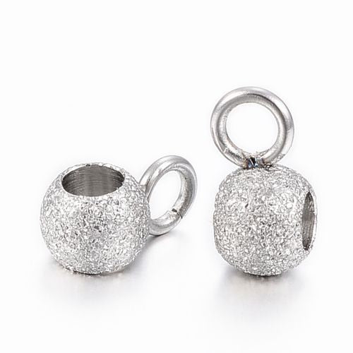 Bail Hanger Connector Textured Stainless Steel 5pc | Alberta Bead Store