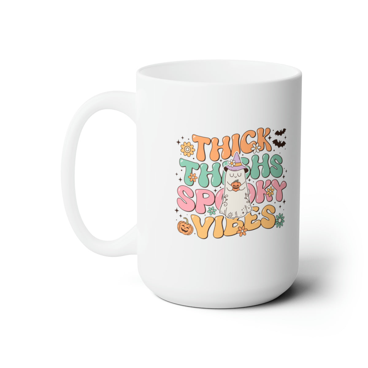 Thick Thighs, Cute Vibes, Halloween themed 15oz Ceramic Mug - Premium Mug from WitchesInkCanada - Shop now at Crystals and Sun Signs Co