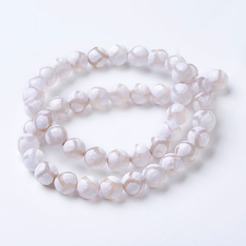 White DZI Agate Faceted Gemstone Bead | Crystals and Sun Signs Co