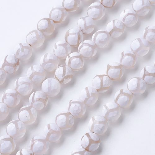 White DZI Agate Faceted Gemstone Bead | Crystals and Sun Signs Co