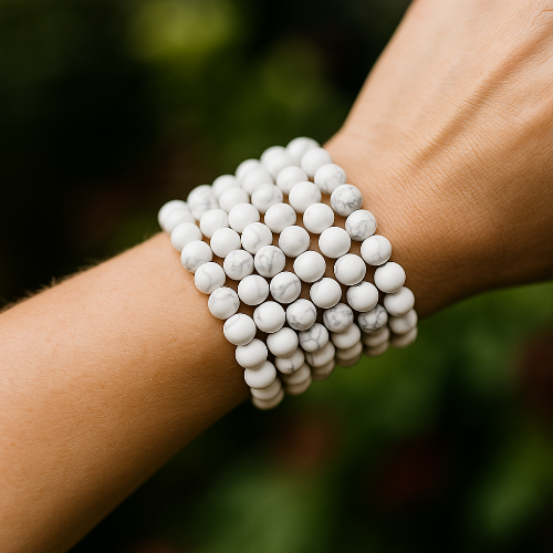 White howlite Gemstone healing bracelet Red Deer