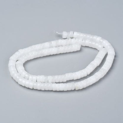 White Jade Heishi Beads 6x3mm | Crystals and Sun Signs Co