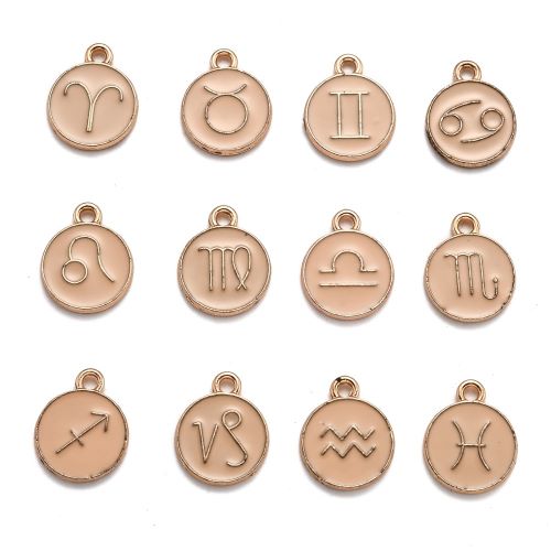 Enamel Charm Zodiac Peach Bright Gold | Alberta Bead Store
