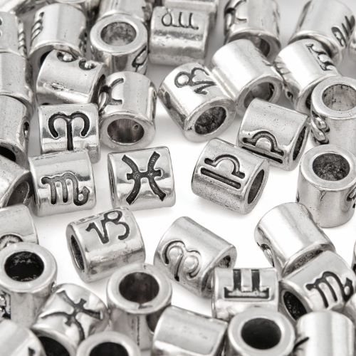 Zodiac Large Hole Column Bead 12pc Set | Crystals and Sun Signs Co