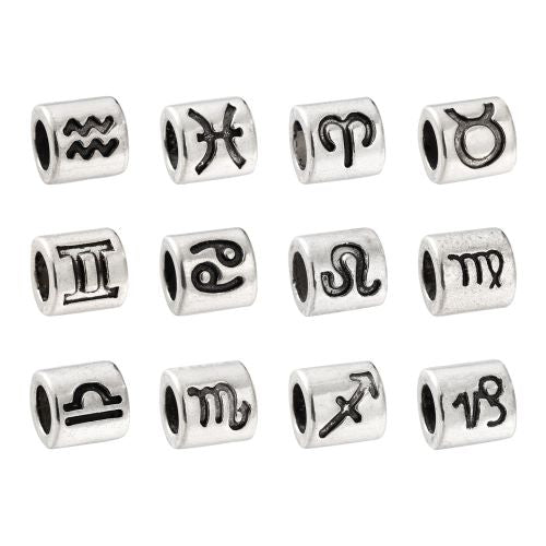 Zodiac Large Hole Column Bead 12pc Set | Crystals and Sun Signs Co