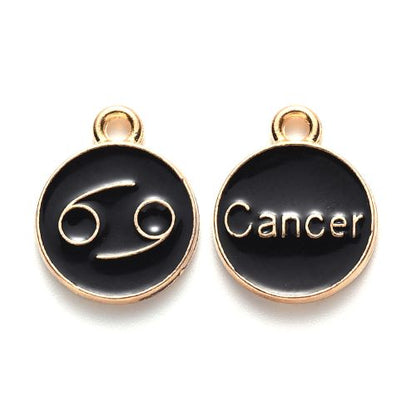 Enamel Charm Zodiac Black Light Gold 1 Set | Alberta Bead Store