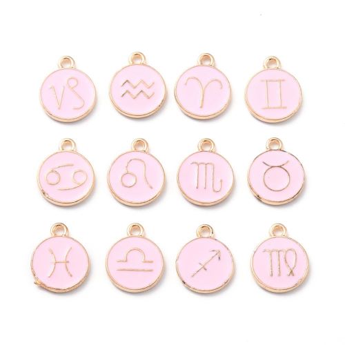 Enamel Charm Zodiac Pink Light Gold 1 Set | Crystals and Sun Signs Co