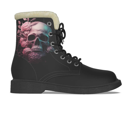 Roses & Skulls Delight Women's Plush Martin Boots - Premium Boots from Yoycol - Shop now at Crystals and Sun Signs Co